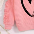 thumbnail image 6 of Byoo Little Girls Outfits Ribbed Heart Graphic Ruffles Pullover Top Leggings Clothes Set Comfortable Tracksuit Sets, 6 of 8