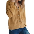 thumbnail image 5 of Uhndy Women Single-Breasted V Neck Long Sleeve Knitted Cardigan Tops Brown XL, 5 of 5