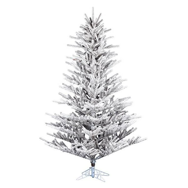 Vickerman K192475 7.5 ft. x 62 in. Flocked Stick Pine Artificial Christmas Tree with 920 PVC Tips