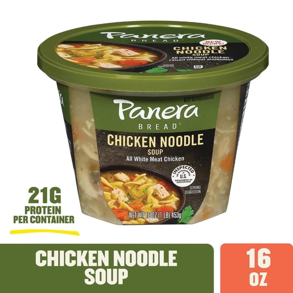 Panera Bread Ready-to-Heat Chicken Noodle Soup, 16 oz Soup Cup (Refrigerated)