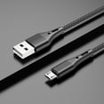 thumbnail image 2 of Charging Cable Micro USB Cord Fast phone cable Charger data cord fast Data Wire Braided Nylon Mobile Phone Cable Accessory, 1 Meter, Black, 2 of 6