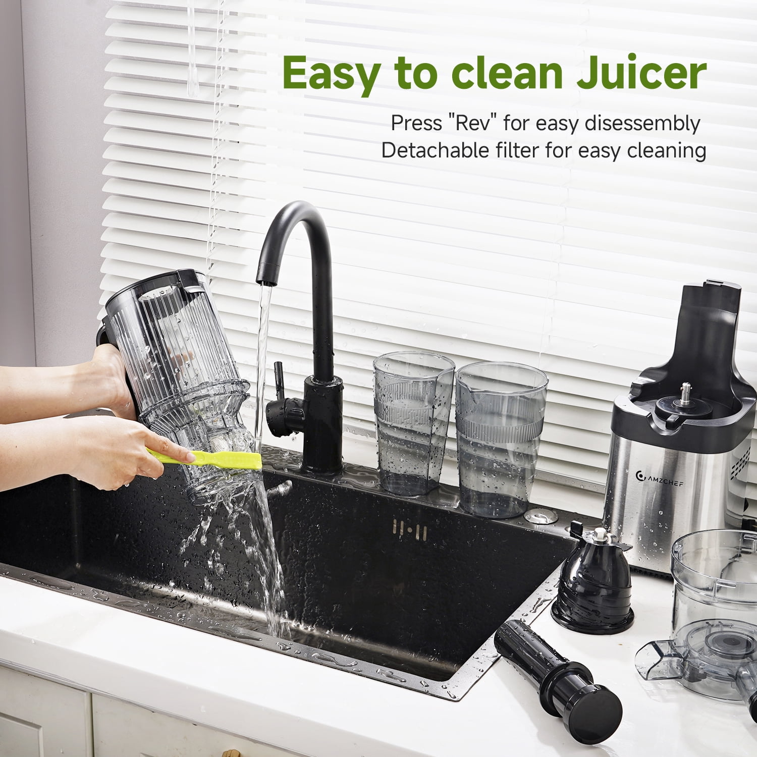 Aobosi Cold Press Juicer with 5.2” Wide Feed Chute, 400W Slow Masticating Juicer Machine, Easy to Clean, Reverse Function for Fruits & Vegetables