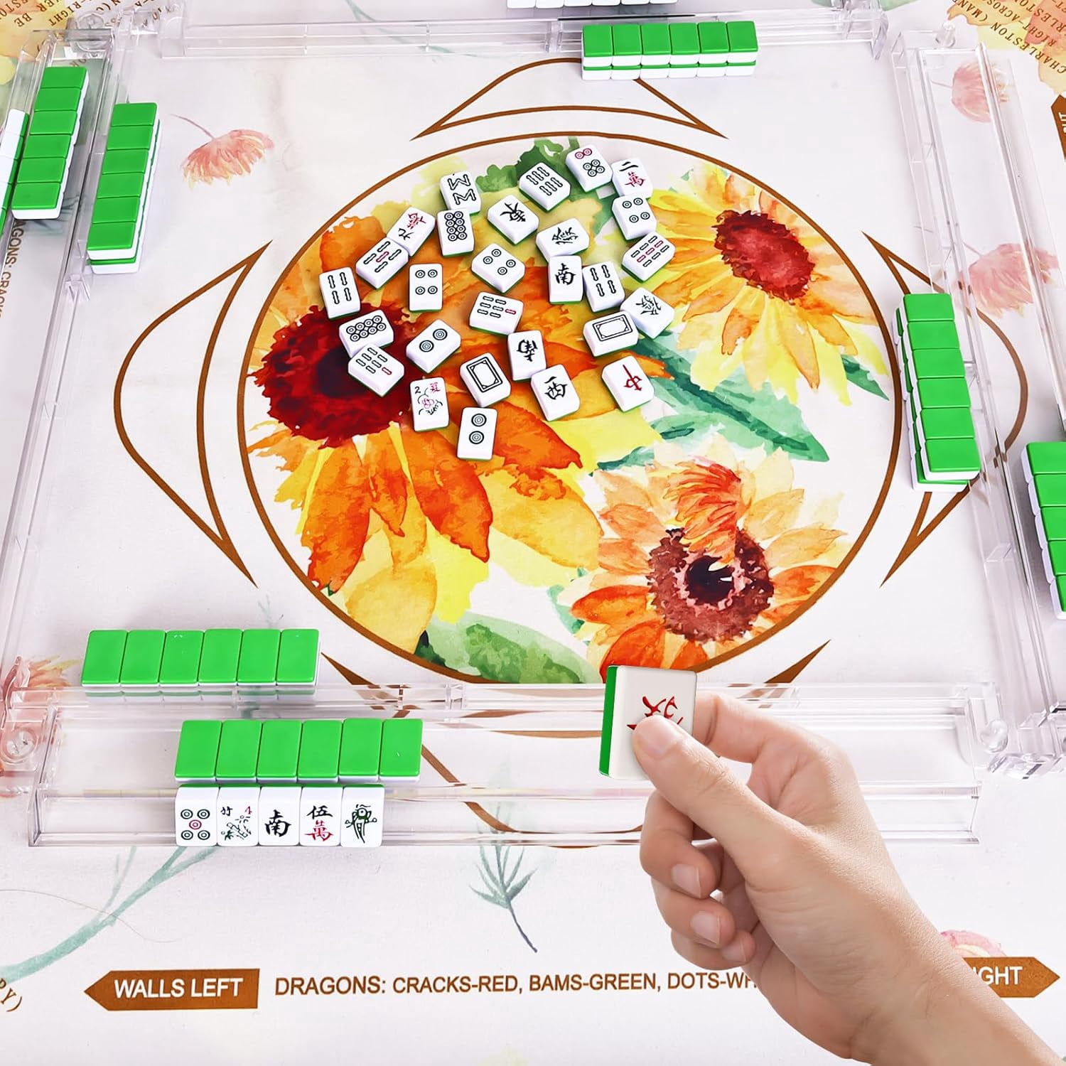 Clear American Mahjong Tile Racks with Pushers, 4 Pcs, for 1.2 Inch Tiles