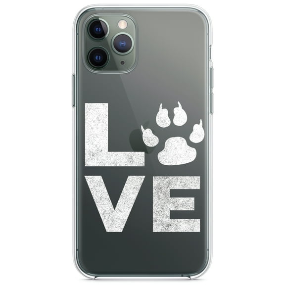 DistinctInk Clear Shockproof Hybrid Case for iPhone 12 / 12 PRO (6.1" Screen) - TPU Bumper Acrylic Back Tempered Glass Screen Protector - Love - Dog Paw