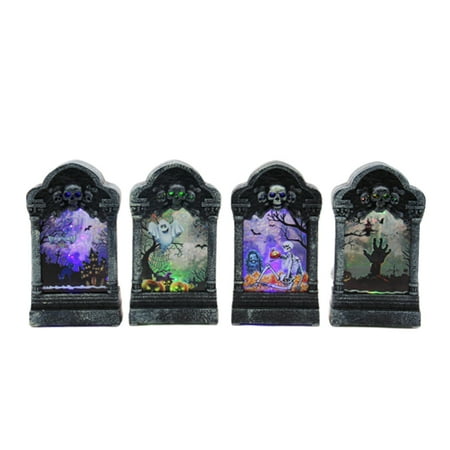 

tombstone night light Halloween Luminous Scary Tombstone Creative Tombstone Night Light Bar Haunted House Secret Room Decoration Desktop Decoration (Random Pattern)