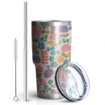 thumbnail image 2 of 30oz Pioneer Flower Floral Print Pattern Tumbler, Double Wall Vacuum Insulated Cup, BPA-Free Leak Proof Lid & Reusable Straws, Hot 12h, Cold 34h, 2 of 6