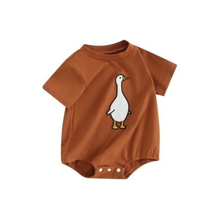 

EYIIYE Infant Baby Summer Jumpsuit Cartoon Duck Print Short Sleeve Romper