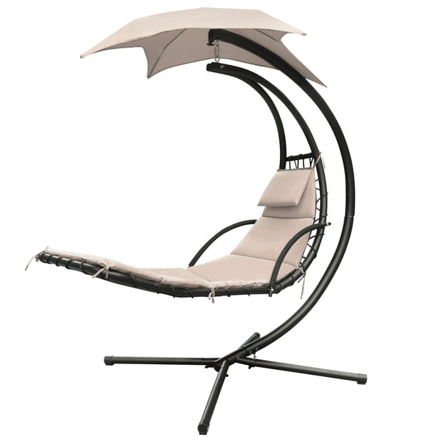 Walnew Patio Hammock Lounge Chaise, Free Standing Outdoor Hanging Chair