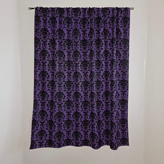 Poplin Damask Print Polyester Window Curtain 58 Inch Wide Plum