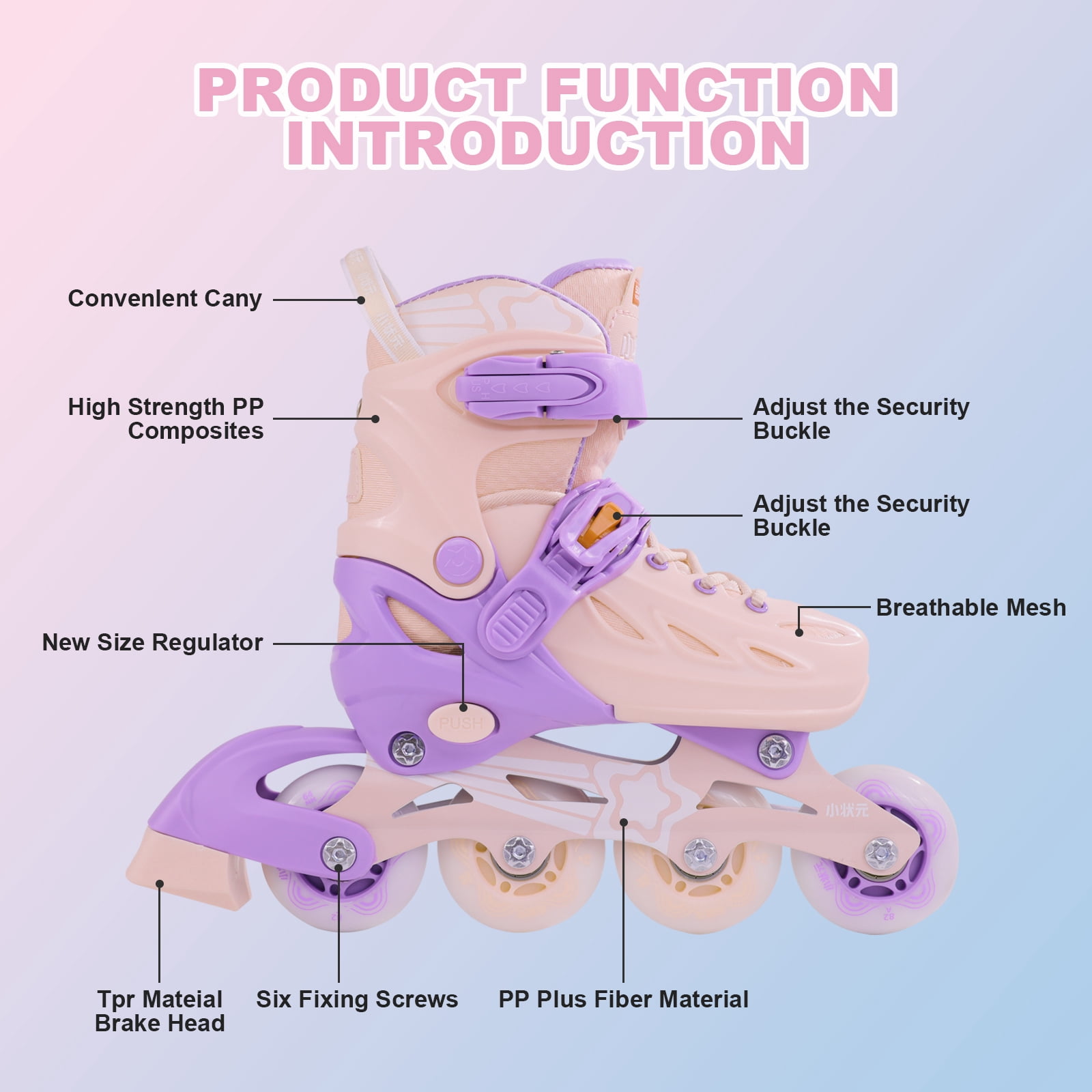 Eurhowing Kids Roller Skates with Light-Up Wheels Ages 4-12, Inline Skates for Boys & Girls, Light Up Skates Outdoor Play with Safety Gear Set, L, Pink