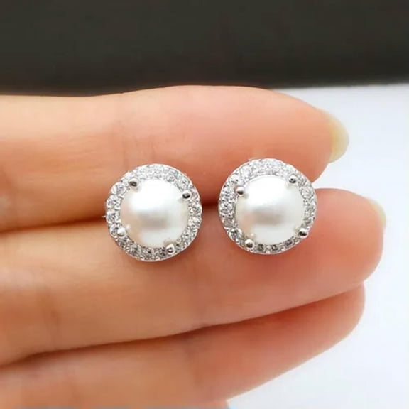 Fashion 925 Silver Stud Earrings Cubic Zircon Women Wedding Party Jewelry A Pair