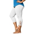 thumbnail image 4 of Ghalytn Plus Size Capri Leggings Women L-5XL, Elastic Waist Cropped Pants with Lace Hem, 4 of 6