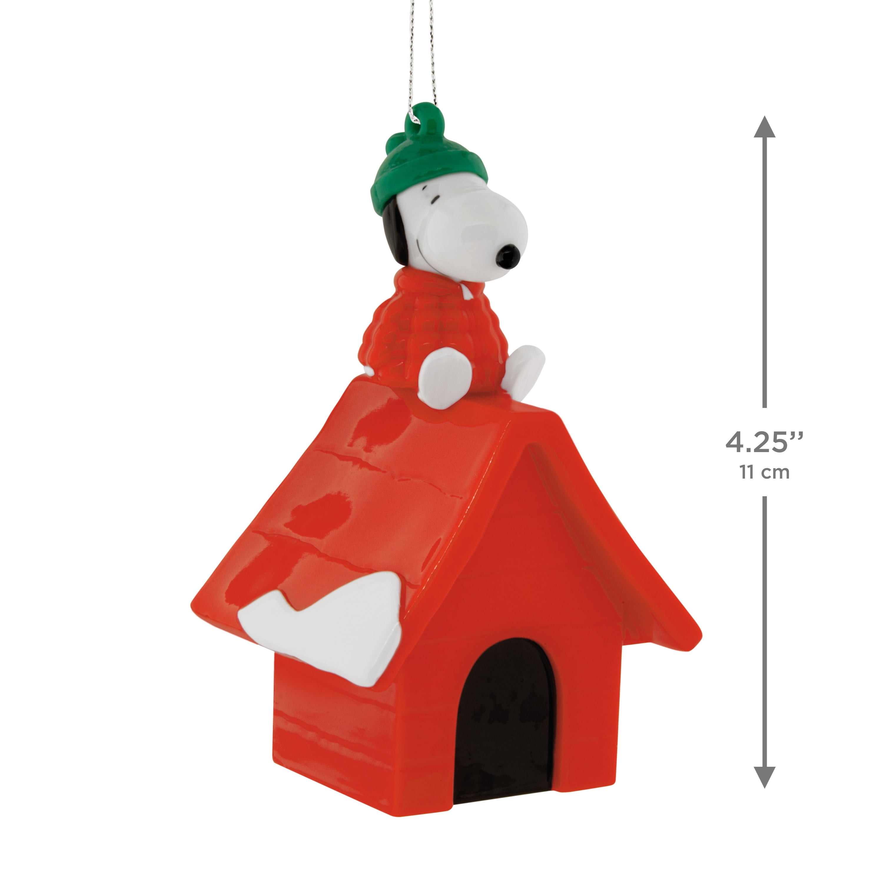 Hallmark Christmas Ornament (Peanuts Snoopy on Doghouse, Shttrprf), 1 Count