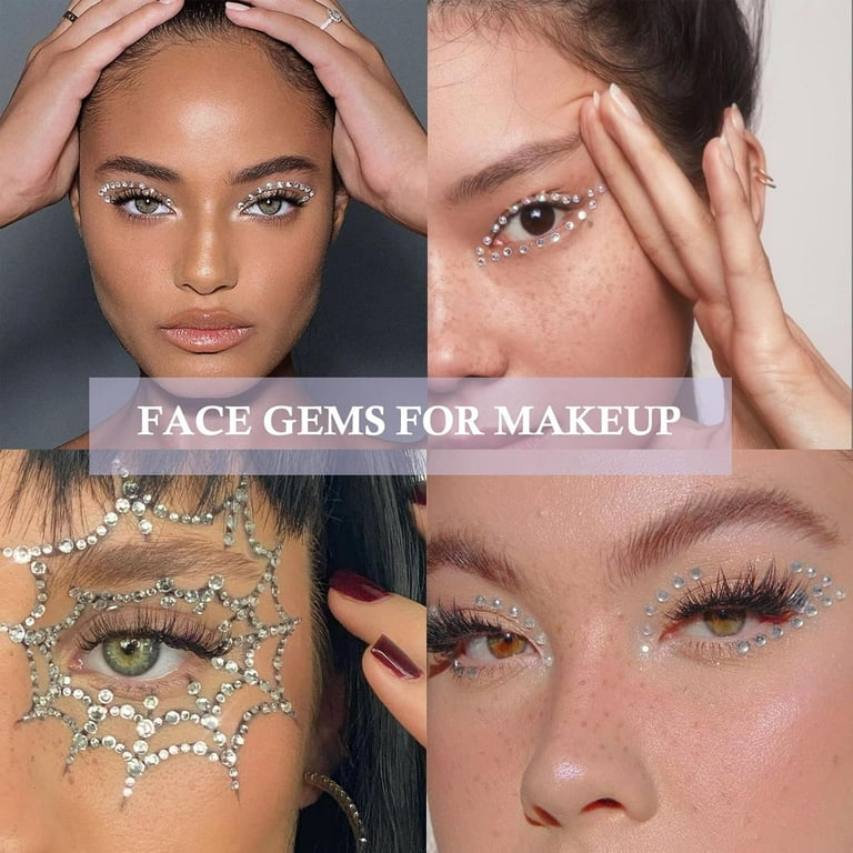 1492 Pcs Face Gems Hair Gems, Self-Adhesive Face Jewels Eye Jewels