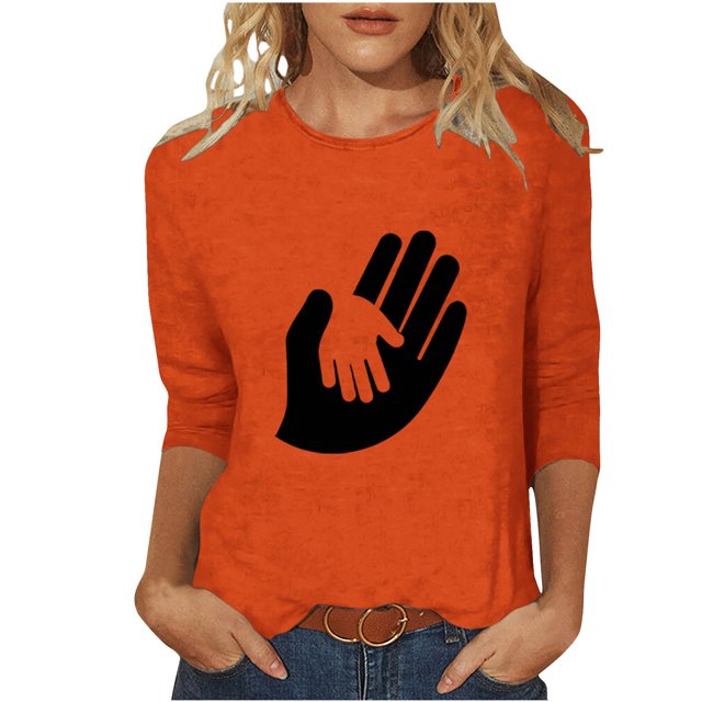 Camisetas de Manga Corta para las Mujeres Impreso Cuello Redondo Casual Top, Imitación de la Tela Del Estante para el Hogar Diario Cómodo Cuatro Estaciones de Uso
