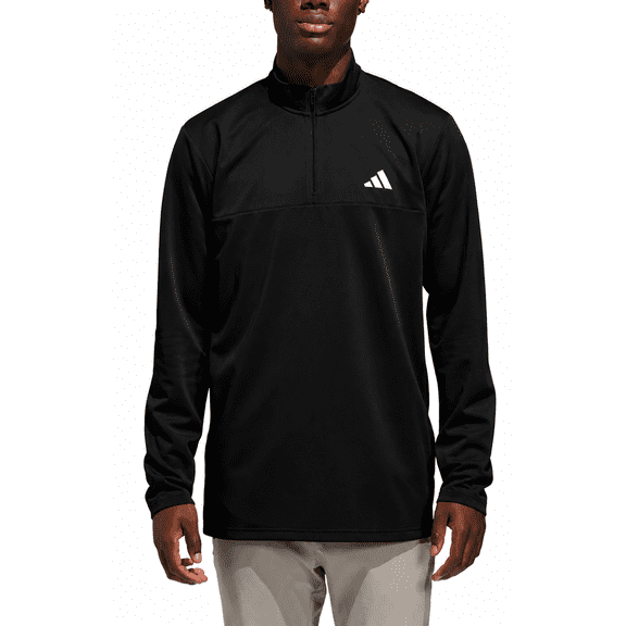 adidas Mens Long Sleeve Quarter Zip Pullover (Black, X-Large)