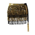 thumbnail image 5 of Glitter Belly Dance Hip Skirt Tassel Scarf for Stage Performance Rumba Samba Gold and Black, 5 of 8