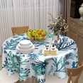 thumbnail image 6 of Winter Snowman Blue Tablecloth Round 60 Inch Let It Snow Washable Polyester Table Cover for Kitchen Holiday Party Outdoor Room Home Decor, 6 of 6