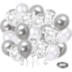 thumbnail image 1 of Globos De Látex De Confeti De Plata Blanca, Paquete De 50 Globos De Fiesta De Cromo Metálico Plateado De 12 Pulgadas Con Cinta Plateada Para Bodas, Cumpleaños, Baby Shower Deco, 1 of 5