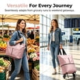 thumbnail image 5 of 2-In-1 Foldable Rolling Cart for Grocery Shopping, Light Pink Portable Tote Trolley with Collapsible Frame Smooth Wheels, Space-Saving Travel Cart for Market, Small Size, 5 of 8