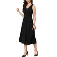 thumbnail image 4 of INSPIRE CHIC Business Office Dresses for Women's 2025 Mock Neck Sleeveless A Line Work Midi Dress XS Black, 4 of 6