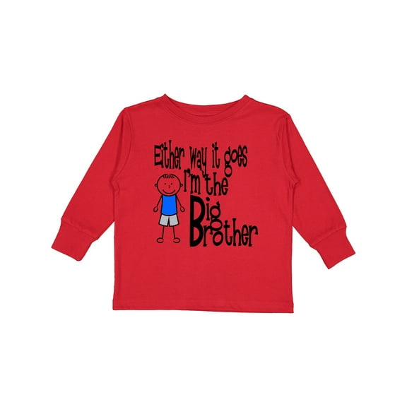 Inktastic Either Way It Goes, I'm the Big Brother Boys Long Sleeve Toddler T-Shirt