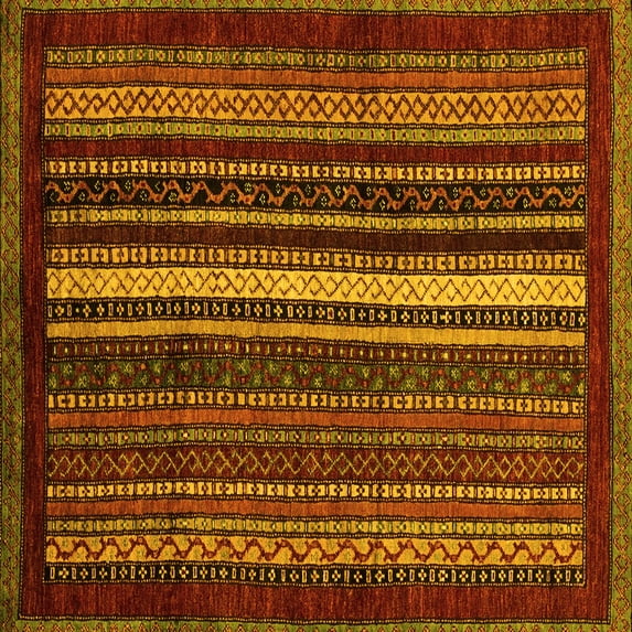 Ahgly Company Indoor Square Abstract Yellow Modern Area Rugs, 5' Square