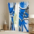 thumbnail image 3 of Navy Blue Watercolor Curtains & Drapes Abstract Swirl 30%-50% Blackout Curtains, Aesthetic Grunge Curtains Geometric Circles Black Out Curtains, White Grey Tie Dye Window Drapes, 3 of 6
