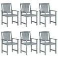 thumbnail image 1 of vidaXL Garden Chairs 6 pcs Solid Acacia Wood Grey, 1 of 5