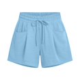 thumbnail image 7 of Beach Shorts for Women Summer Casual Lightweight Elastic High Waist Wide Leg Loose Fit Athletic Shorts with Pockets, 7 of 7
