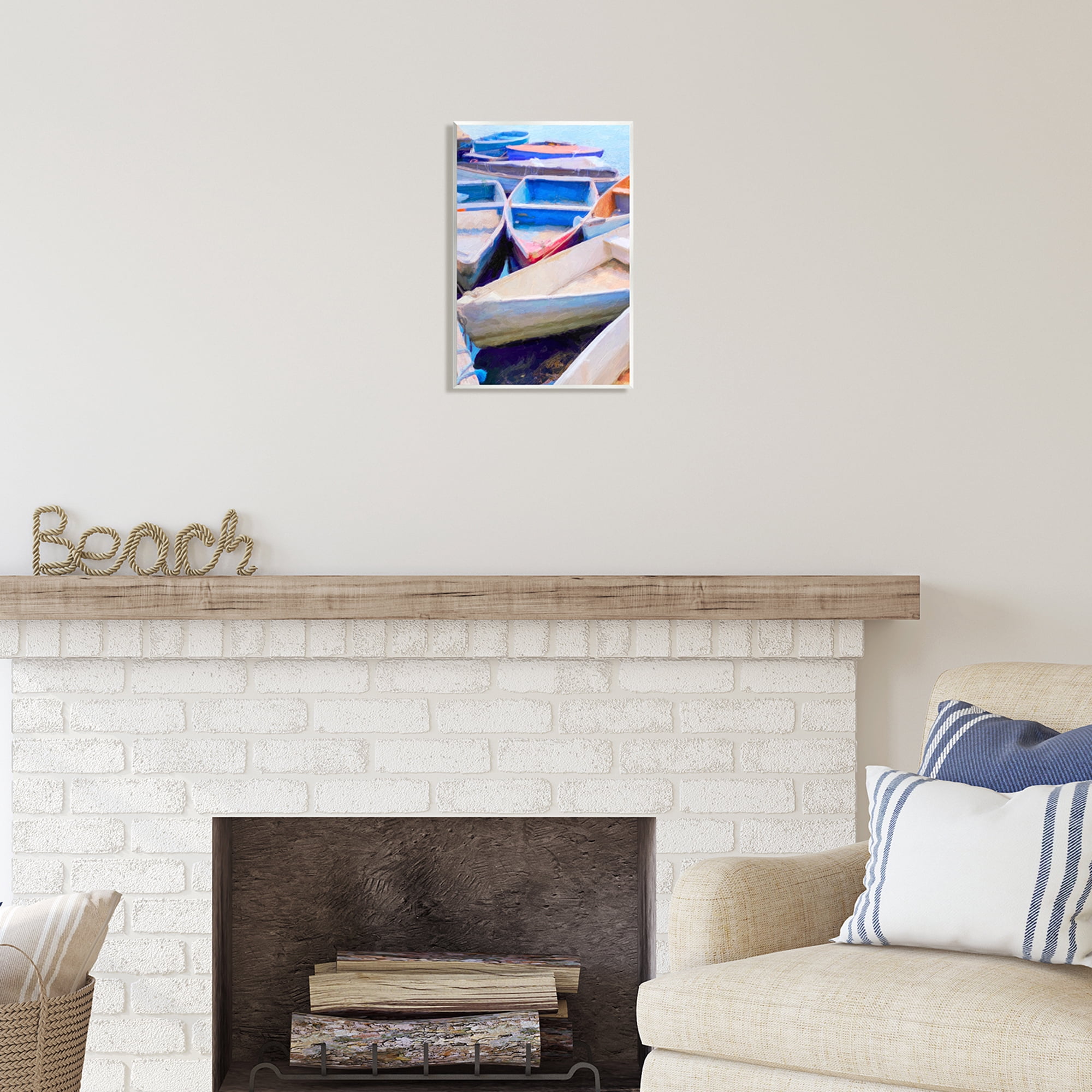 Stupell Industries Rowboats at Dock Painting Transportation Painting Unframed Art Print Wall Art, 10 x 15
