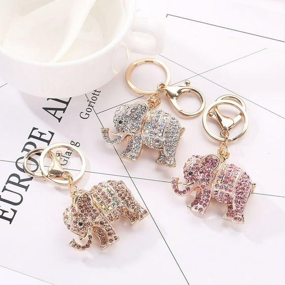 Naierhg Rhinestone Inlaid Elephant Key Chain Ring Holder Phone Bag Car Pendant