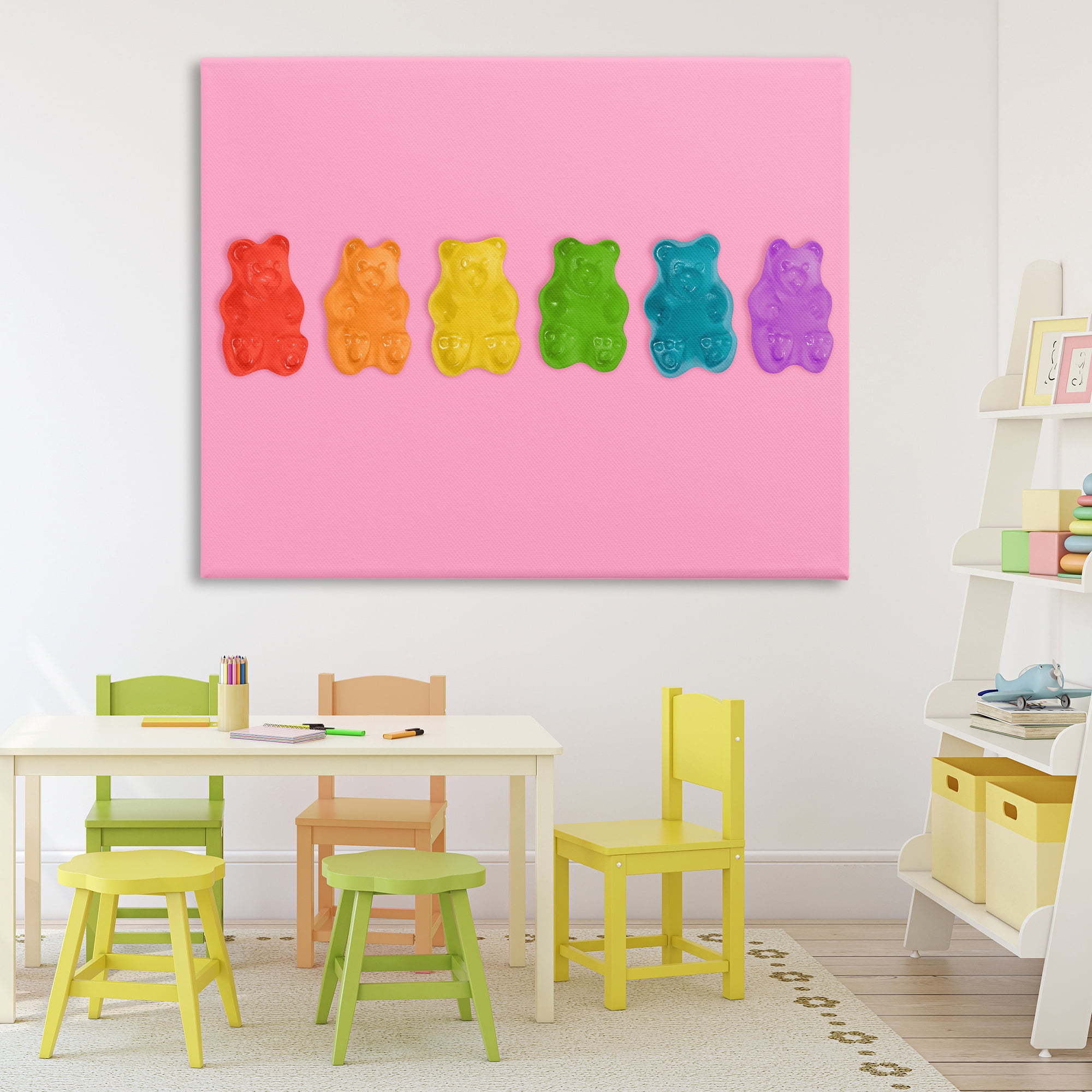 Stupell Industries Rainbow Gummy Bears on Pink Canvas Wall Art, design by LISH Creative