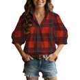 thumbnail image 2 of Endives Womens Casual Shirts 3/4 Sleeve Tops V Neck Stand Collar Blouse Beach Vacation Shirts Spring Outfit, 2 of 6