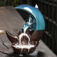 thumbnail image 4 of Paokuoon Crescent Moon Backflow Incense Holder Home Incense Burner Crescent Moon Backflow Incense Holder with 20 Incense Cones Lotus Leaf Fountain Ceramic, 4 of 6