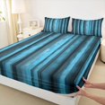 thumbnail image 5 of Manfei Pixel Vertical Streak Queen Sheets, Blue Block Queen Sheet Sets, Blue Black, Black Reversible 4-Piece1 Flat Sheet + 1 Fitted Sheet + 2 Pillowcases, 5 of 6