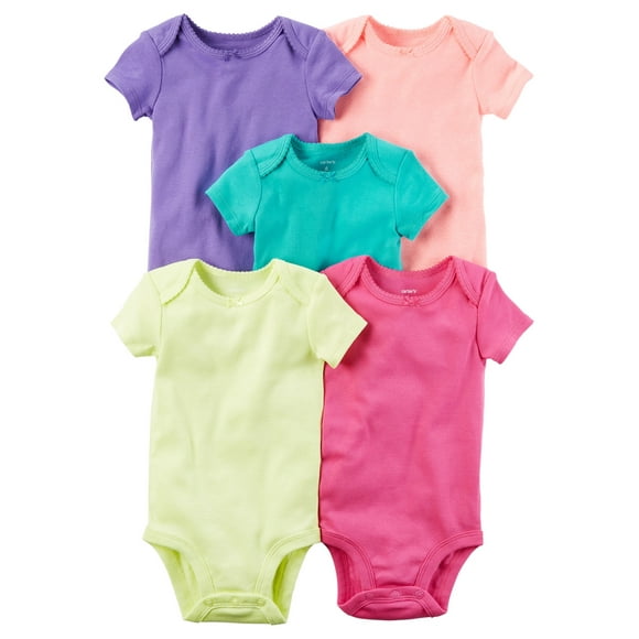 Carter's Baby Girls' 5 Pack Short Sleeve Original Bodysuits, 3 Months