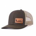 thumbnail image 2 of Vergiac Antler Letter Leather Patch Color Block Trucker Hat, Men Adjustable Breathable Mesh Baseball Cap for Outdoor Travel Daily Outfits, 2 of 6