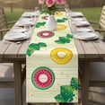 thumbnail image 4 of Summer Swimming Rings Table Runner 70 Inches, Floral Plumeria Yellow Wooden Bed Runner Dresser Scarves Tabletop for Indoor Outdoor Parties/Ceremony/Banquet, 13" x 70", 4 of 9