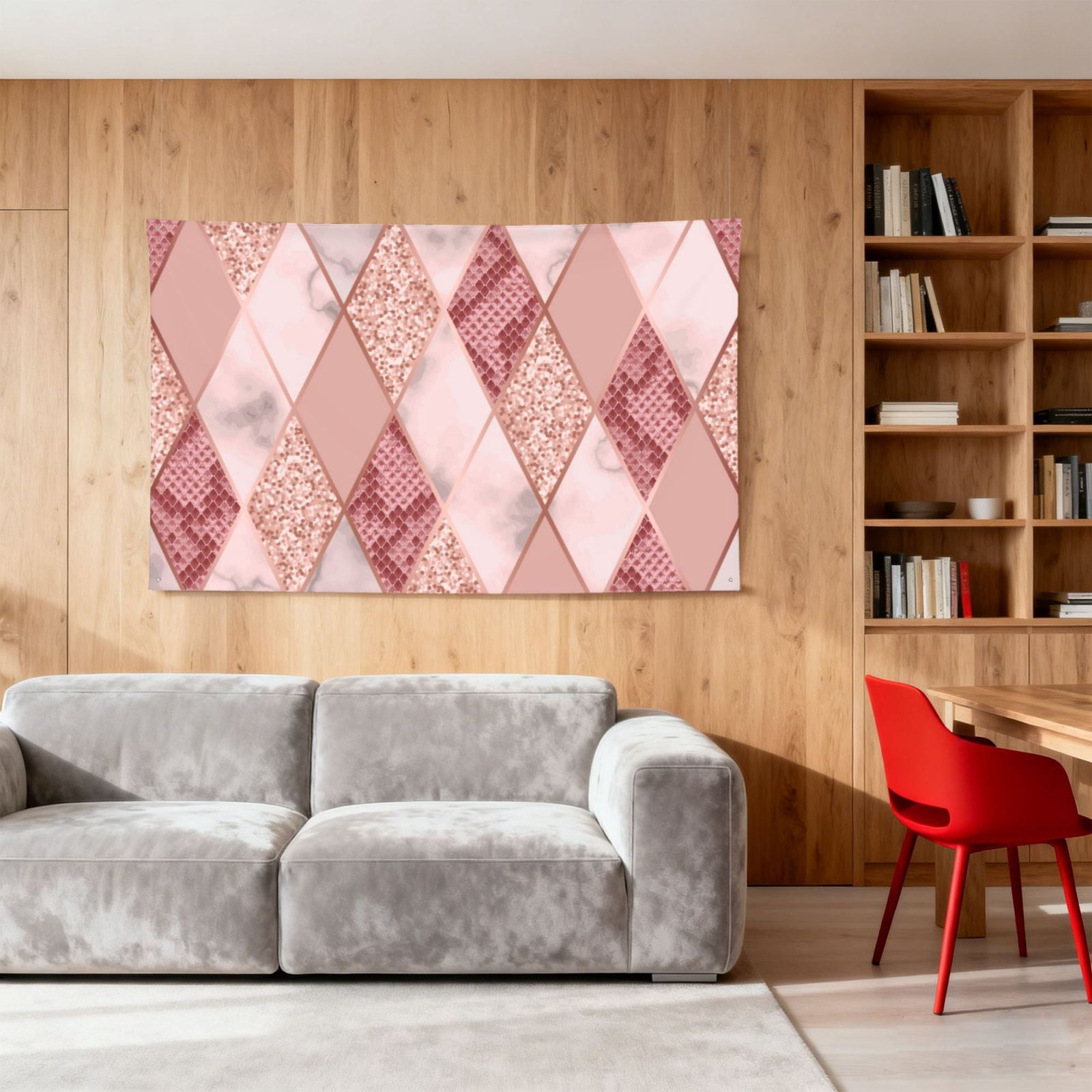 Rose Gold Marble Snakeskin Geometric Four Hole Decorated Banner Flag for Garden Yard Home Decoration Indoor Outdoor 4x6 Ft