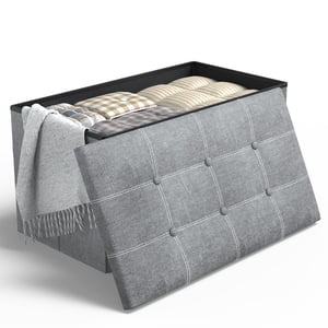 Cshidworld 30" Linen Storage Ottoman Bench in Gray