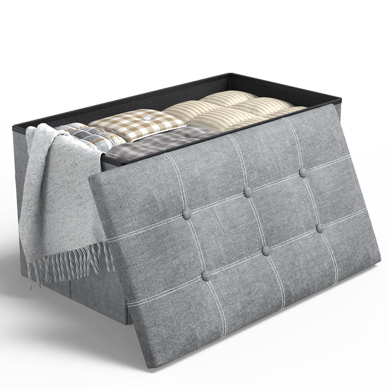 Cshidworld 30" Linen Storage Ottoman Bench in Gray photo 1