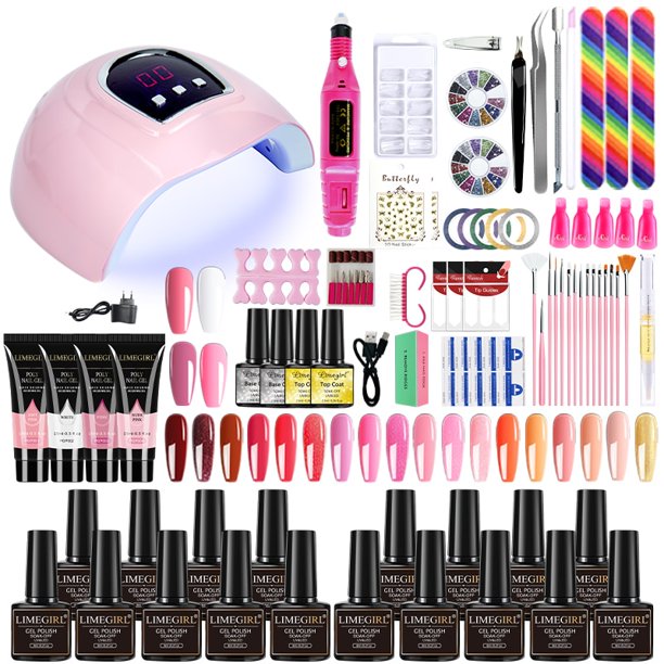 Limegirl Nail Set UV LED Lamp Dryer With 27/18/12 Pcs Nail Gel Polish Kit Soak Off Manicure Tools Set Electric Nail Tools Set qiuyongming unisex