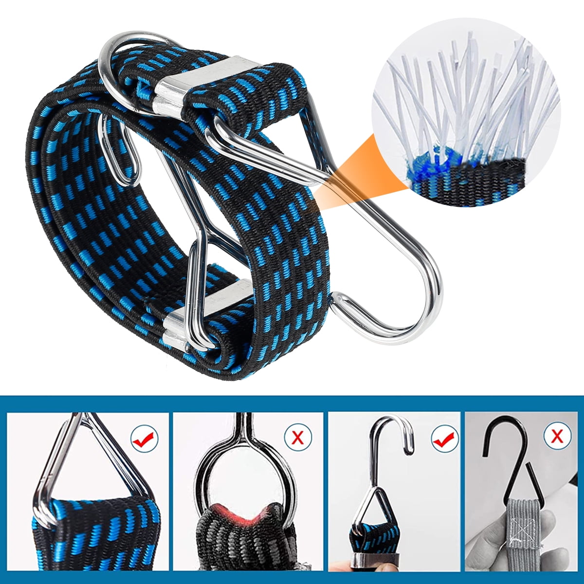 Dropship 3pck Bungee Cords With Hooks 6 Inch Heavy Duty Rubber Elastic  Straps For Tarps; Tents; Wire Racks; Camping Trucks; Boats; Elastic Cords;  Tent Bungee Straps With Hooks to Sell Online at
