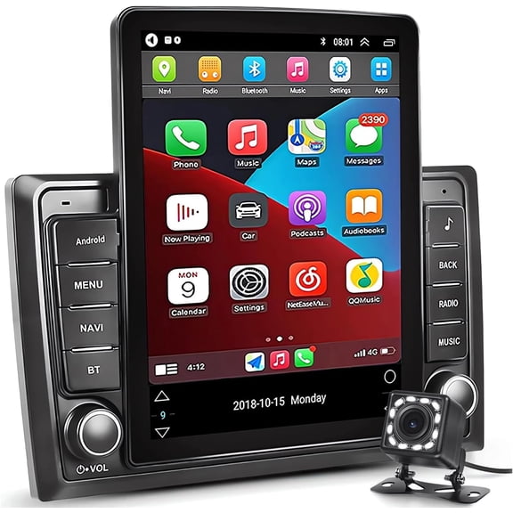 THONZER 9.7" LCD Vertical Screen Double Din Car Stereo with Multimedia and Mirror Link