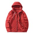 thumbnail image 4 of Jackets for Men Hooded Zipper Coats Pocket Casual Solid Color Long-Sleeved Jacket,Top for Men Red, 4 of 6