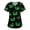 Green #011, variant on Womens Halloween Scrub Top Witch Pumpkin V-Neck Spooky Scrubs Ghost Skeleton Scary Short Sleeve Nursing Uniform with Pockets M