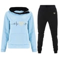 thumbnail image 1 of Gibobby Conjunto de sudadera para mujer Conjunto de ropa deportiva con capucha de terciopelo para mujer, sudadera, pantalones largos, ropa de mujer, otoño e i(Azul celeste,CH), 1 of 2