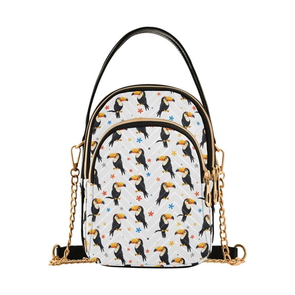 Small Crossbody Bags for Women Toucan Cute Cell Phone Wallet Multi Zipper Pockets Purse Handbag