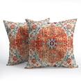 thumbnail image 2 of Orange Blue Ethnic Boho Pillow Covers 20X20 Inch Bohemian Carpet Vintage Pillow Cases Rust Coral Floral Linen Throw Pillows Set of 2 Rustic Home Decor for Living Room Bedroom Cushion Outdoor, 2 of 6